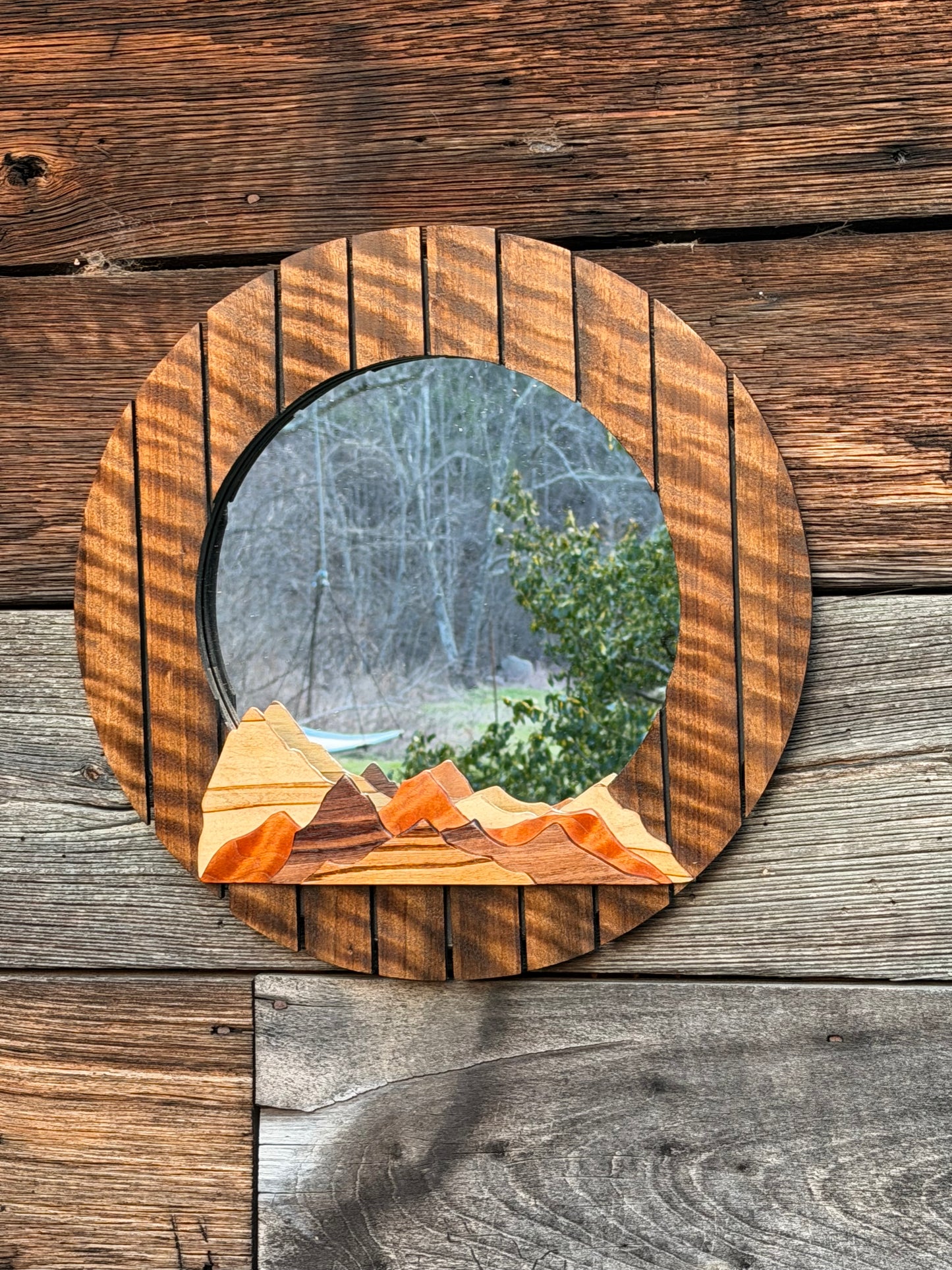 Quilted Walnut Mountain Mirror