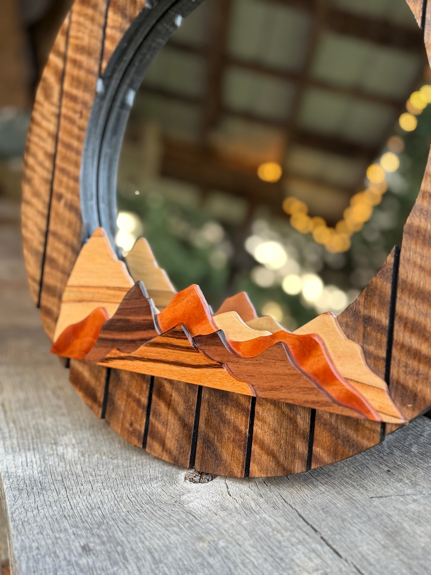 Quilted Walnut Mountain Mirror