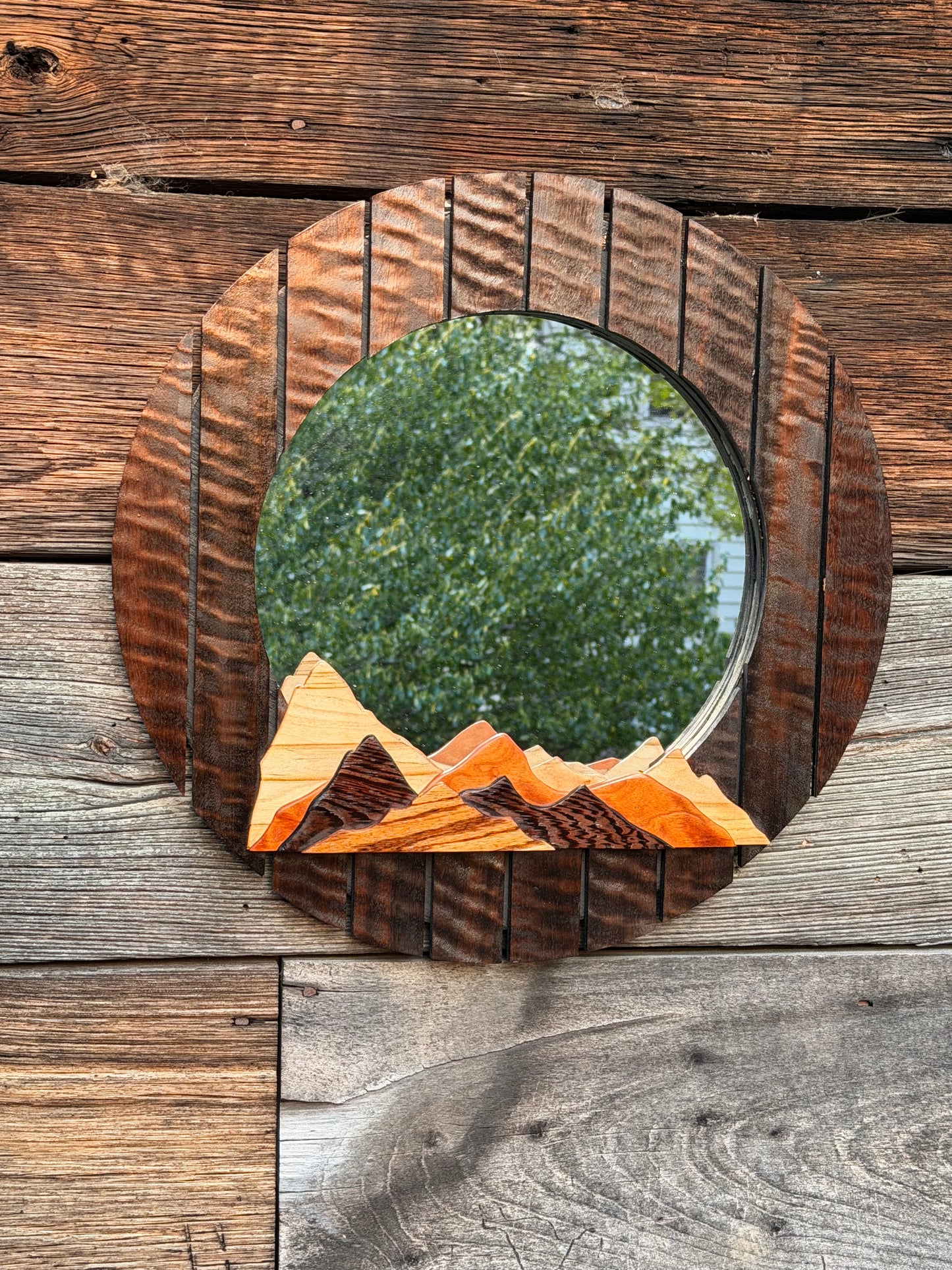 Quilted Eucalyptus Mountain Mirror