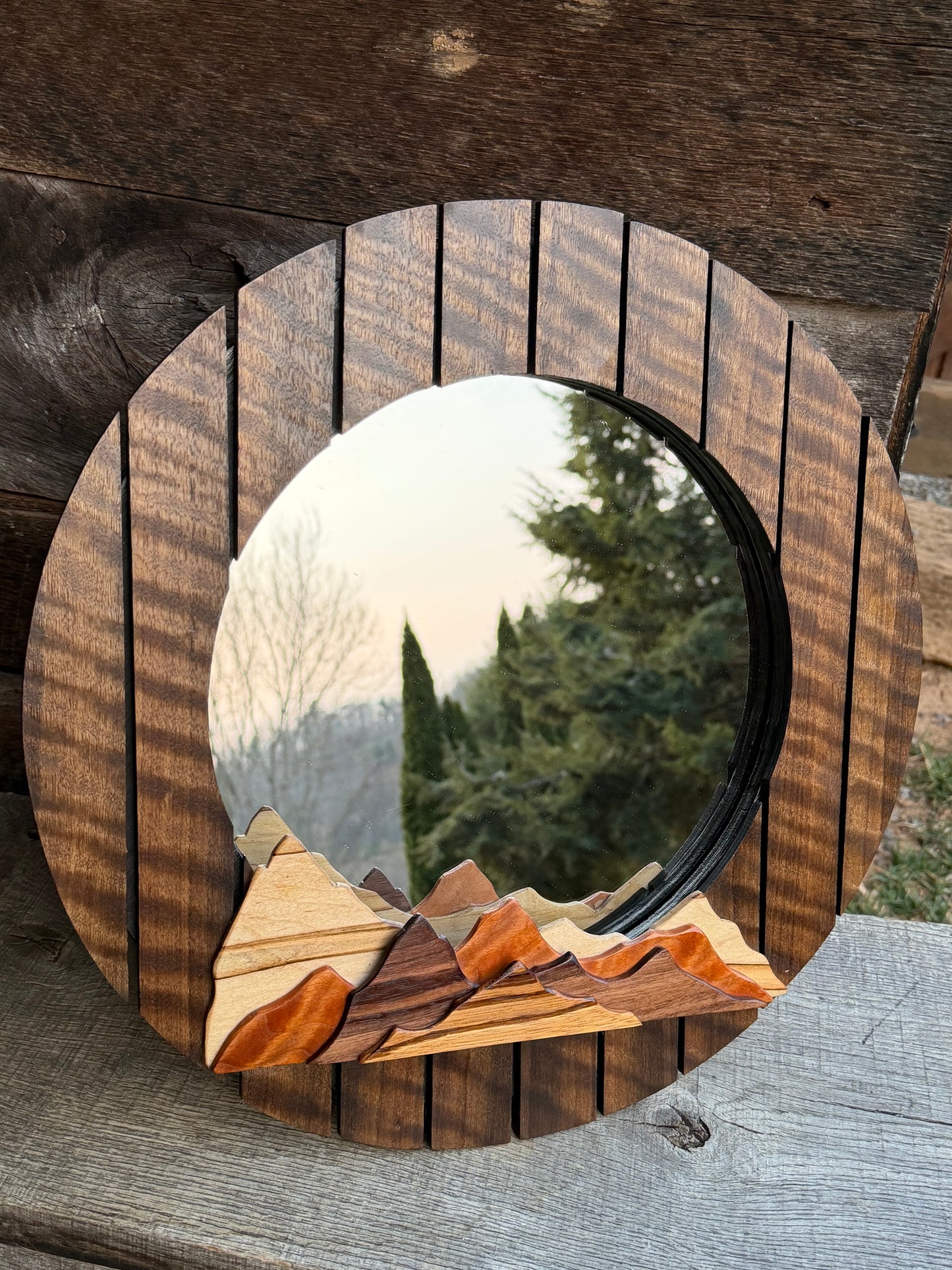 Quilted Walnut Mountain Mirror